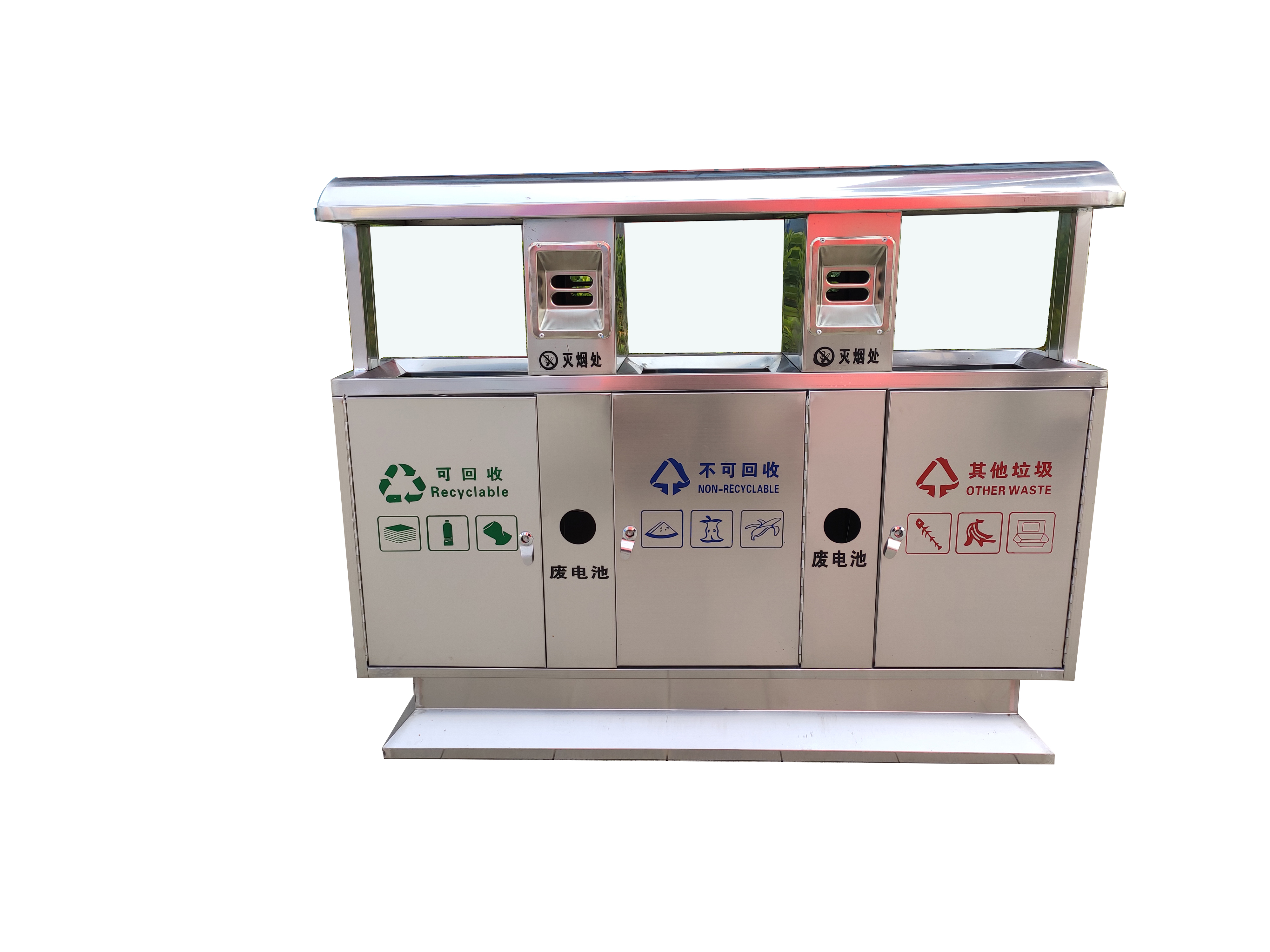 不锈钢三分类垃圾桶